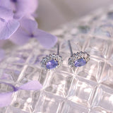 Tanzanite Stud Zircon Earrings in Sterling Silver