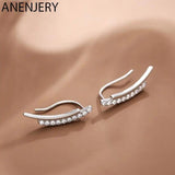 Minimalist Thin Curved Bar Stud Earrings with Zircon - S-E1313