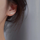 Minimalist Thin Curved Bar Stud Earrings with Zircon - S-E1313