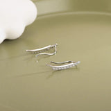 Minimalist Thin Curved Bar Stud Earrings with Zircon - S-E1313