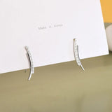 Minimalist Thin Curved Bar Stud Earrings with Zircon - S-E1313
