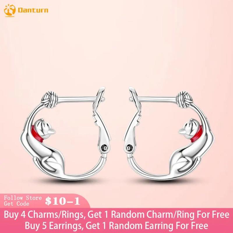 925 Silver Woolen Call Cat Earrings