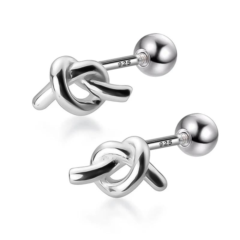 Trustdavis 925 Sterling Silver Knot Screw Stud Earrings For Women