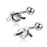 Trustdavis 925 Sterling Silver Knot Screw Stud Earrings For Women
