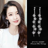 Sterling Silver Zircon Flower Stud Earrings for Women