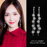 Sterling Silver Zircon Flower Stud Earrings for Women