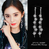 Sterling Silver Zircon Flower Stud Earrings for Women