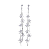 Sterling Silver Zircon Flower Stud Earrings for Women