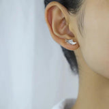 TrustDavis 925 Sterling Silver Angel Wings Stud Earrings
