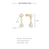 925 Silver Dangling Stud Earrings Teardrop Shape Women's Jewelry