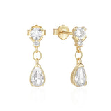 925 Silver Dangling Stud Earrings Teardrop Shape Women's Jewelry