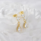 925 Silver Dangling Stud Earrings Teardrop Shape Women's Jewelry