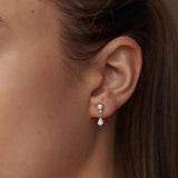 925 Silver Dangling Stud Earrings Teardrop Shape Women's Jewelry