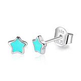 Enamel Heart Star Pet Paw Earrings 925 Sterling Silver Studs