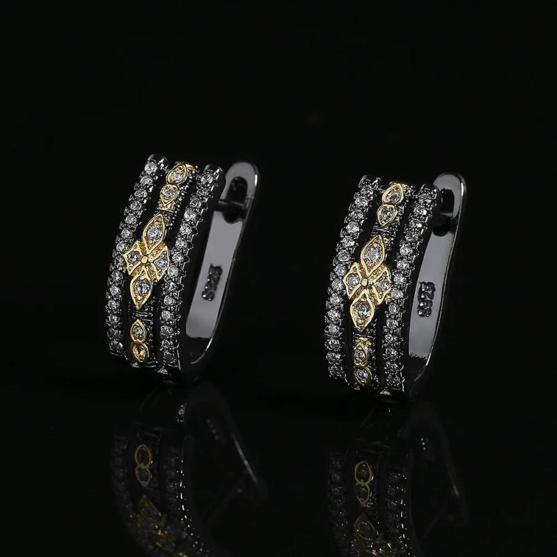 Geometric Zircon Bohemian Earrings - Classic Two-color Design