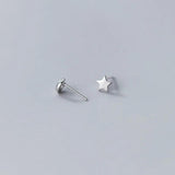 925 Silver Mini Star Moon Stud Earrings Women Youth Gift