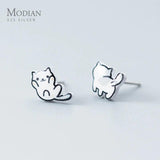 Lucky Cat Stud Earrings 925 Sterling Silver Cute Jewelry for Girl Kids