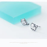 Lucky Cat Stud Earrings 925 Sterling Silver Cute Jewelry for Girl Kids