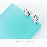 Lucky Cat Stud Earrings 925 Sterling Silver Cute Jewelry for Girl Kids