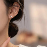 925 Silver Zircon Screw Beads Stud Earrings for Baby Women