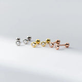 925 Silver Zircon Screw Beads Stud Earrings for Baby Women