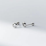 925 Silver Zircon Screw Beads Stud Earrings for Baby Women