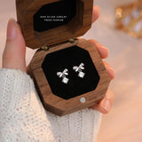 925 Silver Zircon Bow Stud Earrings Romantic Wedding Jewelry