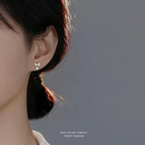 925 Silver Zircon Bow Stud Earrings Romantic Wedding Jewelry