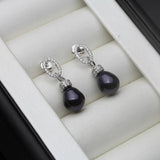 Natural Grey Pearl Stud Earrings 925 Silver Fine Jewelry