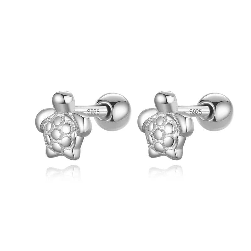 925 Sterling Silver Sea Turtles Stud Earrings For Women