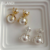 Bilandi Simulated Pearl Earrings 925 Silver Needle Stud Earrings