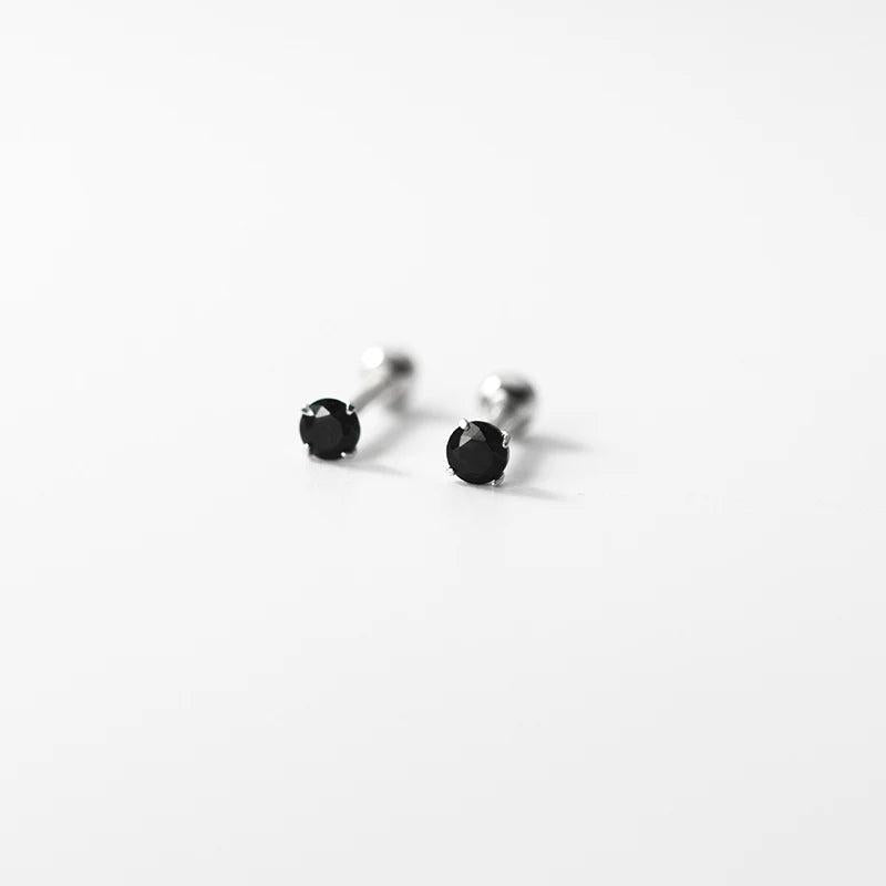 925 Silver Gothic Zircon Ear Bone Piercing Earrings Men Women Stud Jewelry