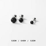 925 Silver Gothic Zircon Ear Bone Piercing Earrings Men Women Stud Jewelry