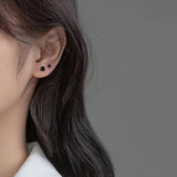 925 Silver Gothic Zircon Ear Bone Piercing Earrings Men Women Stud Jewelry