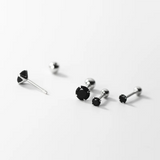 925 Silver Gothic Zircon Ear Bone Piercing Earrings Men Women Stud Jewelry