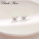 Pure Silver Stars Stone Stud Earrings for Women