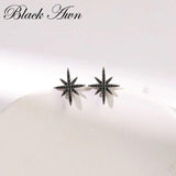 Pure Silver Stars Stone Stud Earrings for Women