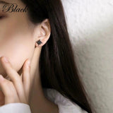 Pure Silver Stars Stone Stud Earrings for Women