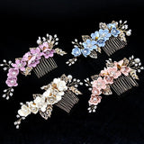 Bridal Flower Rhinestone Hair Combs Wedding Accessories