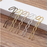 5pcs Silver Plated U Shape Hair Combs Vintage Barrette Findings