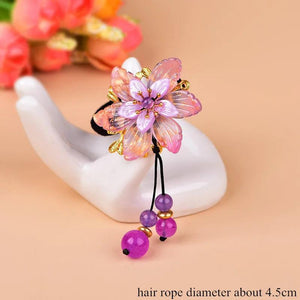 Yanting Elastic Hair Rope Glass Glazed Flower Gift For Women Wedding Headwear