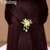 Yanting Elastic Hair Rope Glass Glazed Flower Gift For Women Wedding Headwear