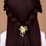 Yanting Elastic Hair Rope Glass Glazed Flower Gift For Women Wedding Headwear