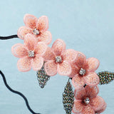 Pink Flower Headbands for Women Hair Accessories Girls Rhinestone