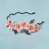 Pink Flower Headbands for Women Hair Accessories Girls Rhinestone