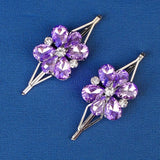 Purple Crystal Flower Hairpins Barrette Hair Clips for Women Hair Accessories