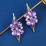Purple Crystal Flower Hairpins Barrette Hair Clips for Women Hair Accessories