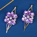 Purple Crystal Flower Hairpins Barrette Hair Clips for Women Hair Accessories