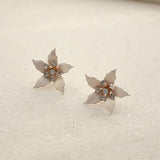 Pink Enamel Flowers Bridal Hair Comb Leaf Wedding Headpiece