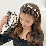 Sweet Pearl Headband Braided Hairpin for Women